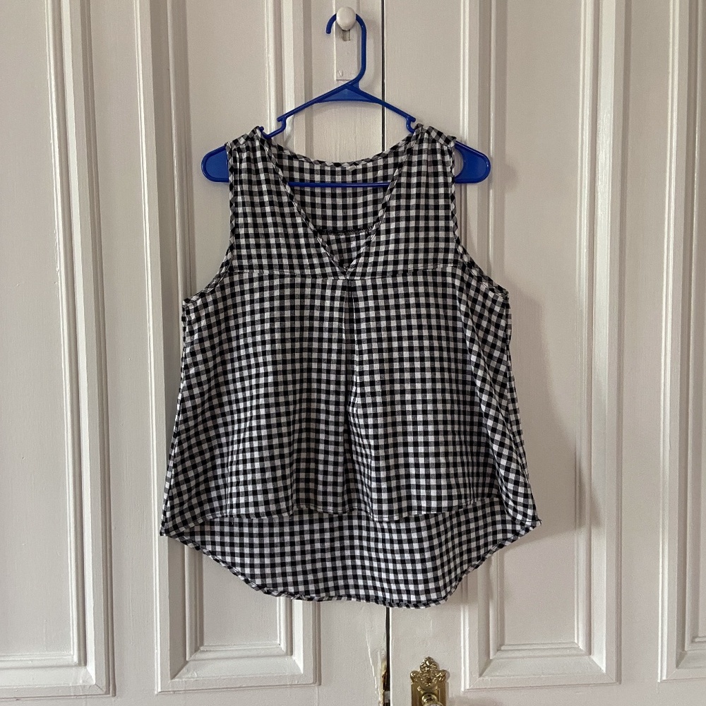 Shein Sleeveless Gingham Cotton Blouse Sz XL